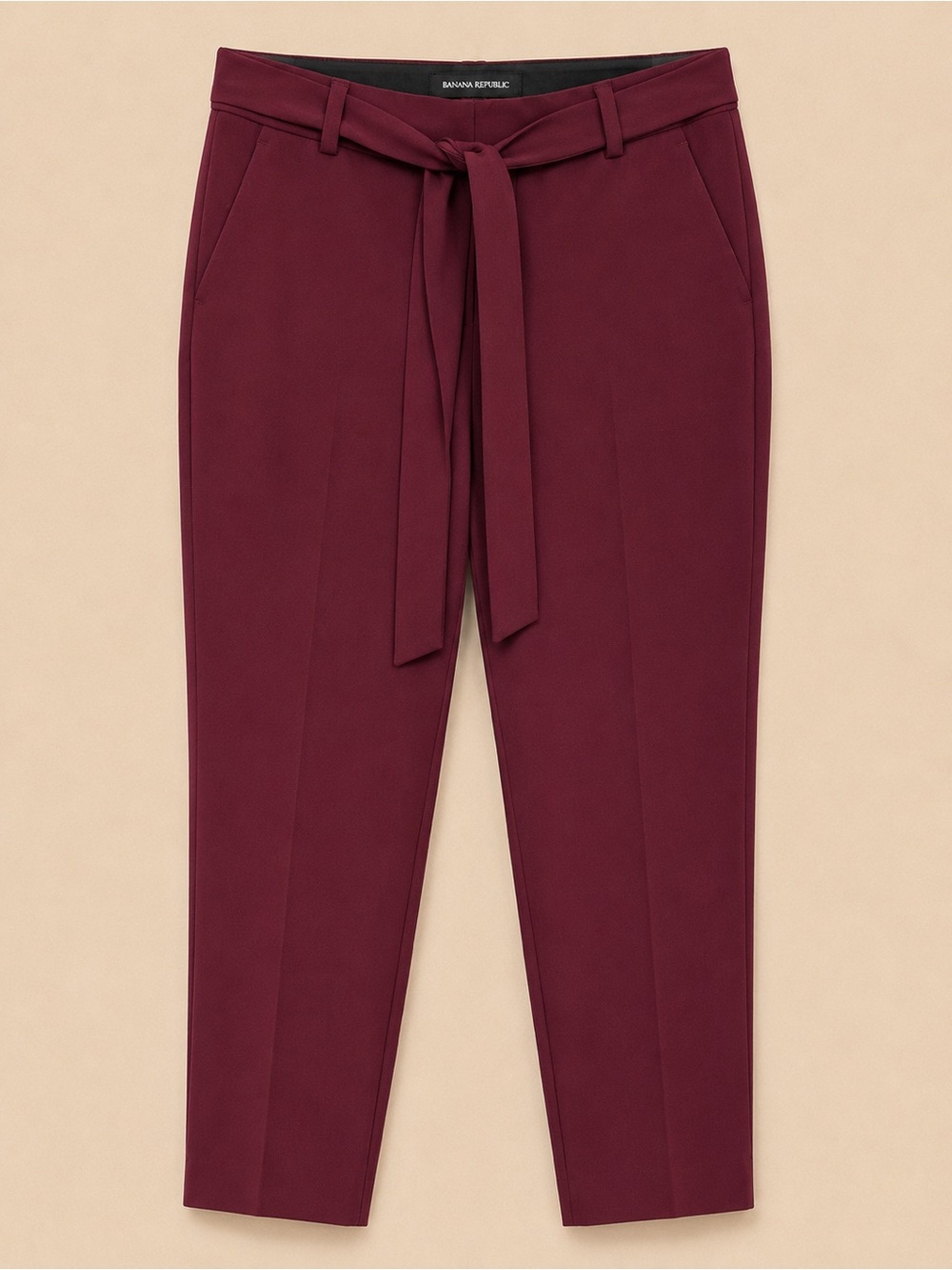 Banana Republic Curvy Avery Burgundy Tie Waist Ankle Crop Women’s Size 8